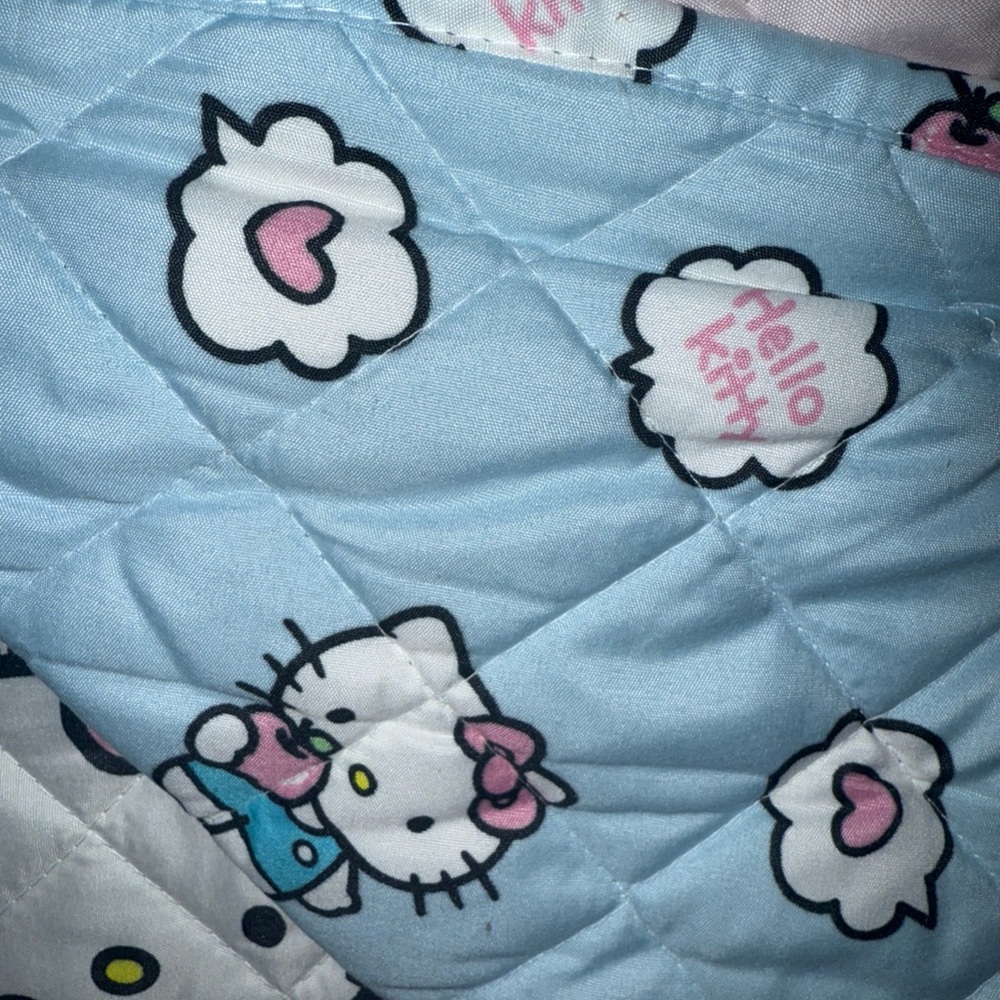 New Hello Kitty Pink & Blue Neighborhood Quilted Twin Blanket On Hanger & Tag - Picture 6 of 6